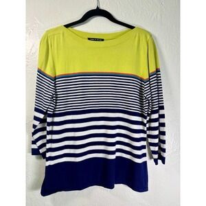 Cable & Gauge Woman's Striped Sweater XL Nautical Colorful Preppy Bold Coastal